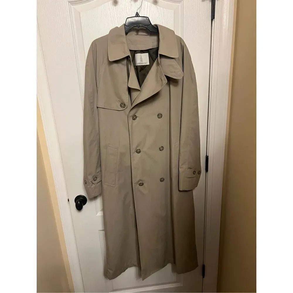 New mens London Fog khaki trench coat Kahki